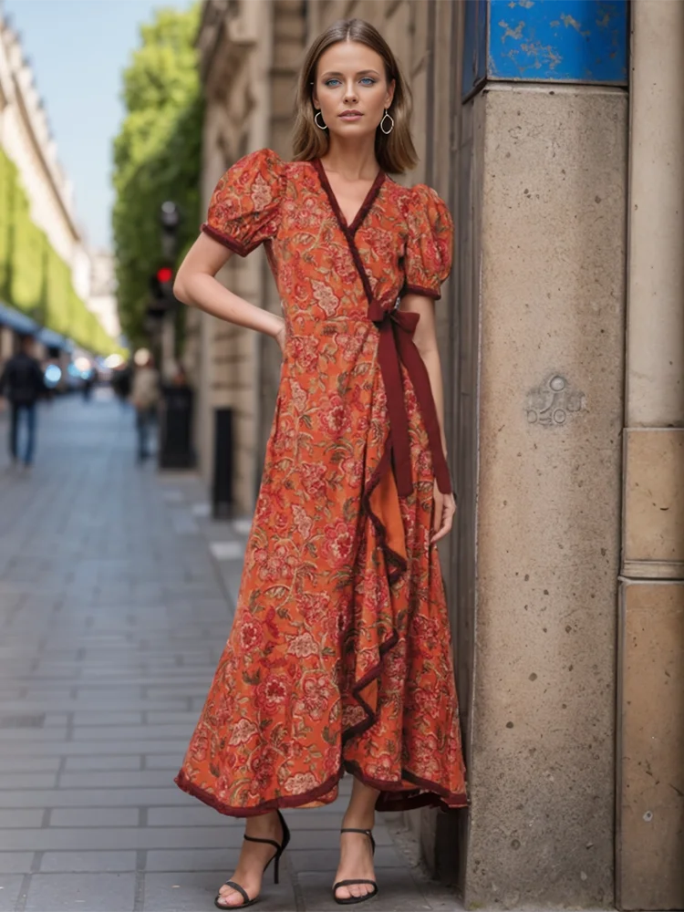 Blooming Elegance Retro Maxi Dress