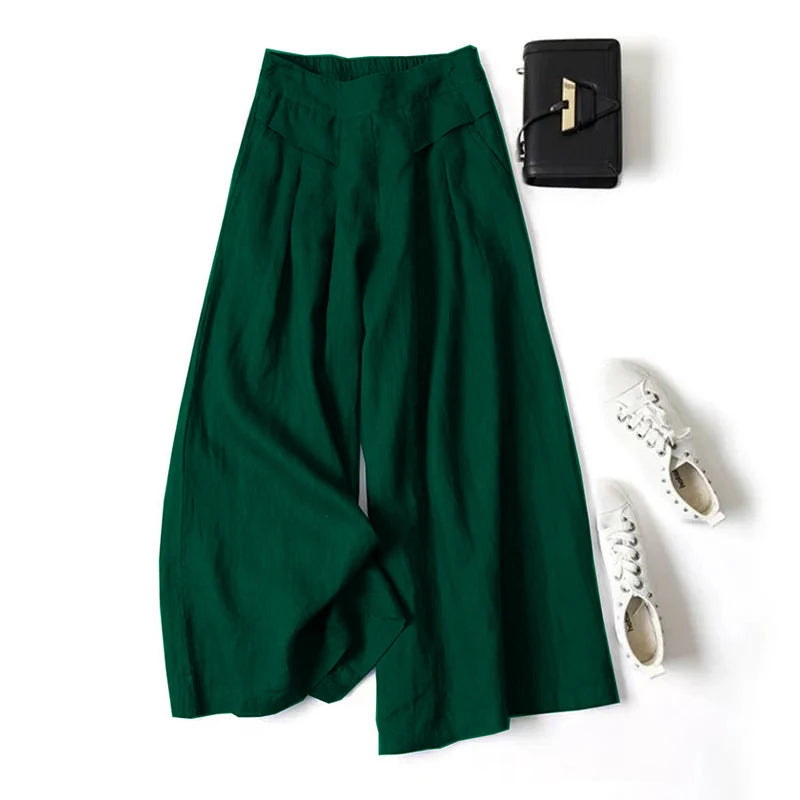 Art Ease Cotton Linen Wide Leg Pants