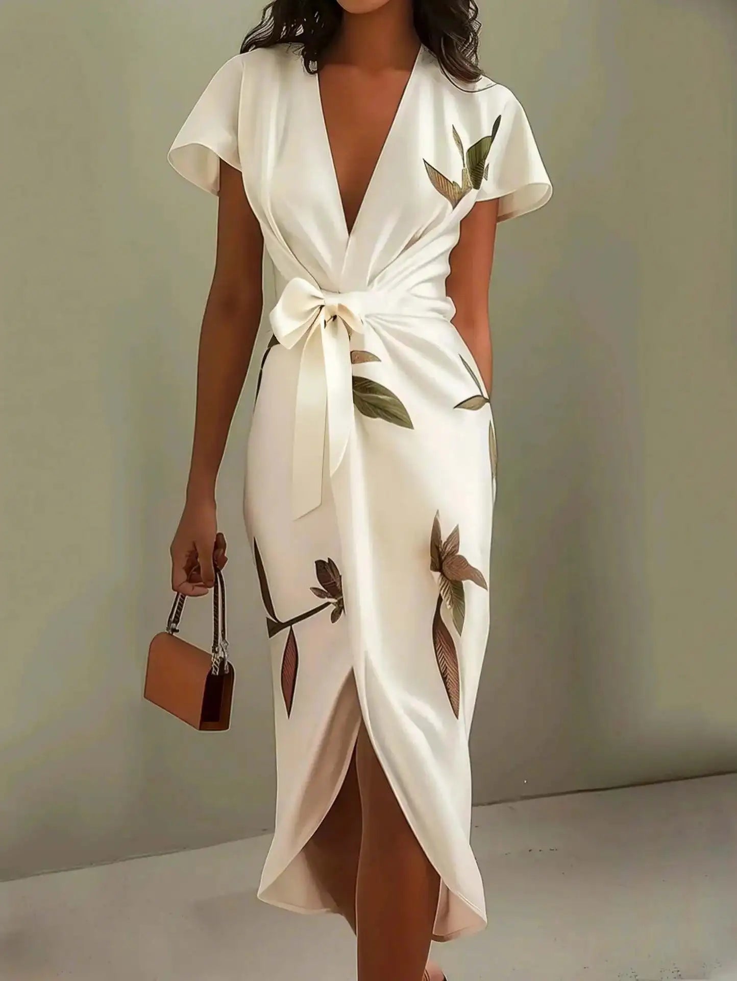 V-Neck Bodycon Office Dress