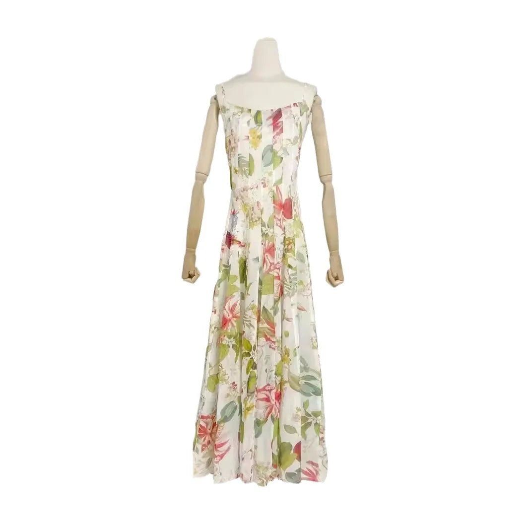 Sunlit Bloom Hollow Waist Maxi Dress