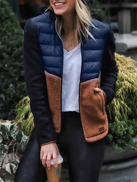 Chic Edge Patchwork Cuff Down Jacket Rich Allure