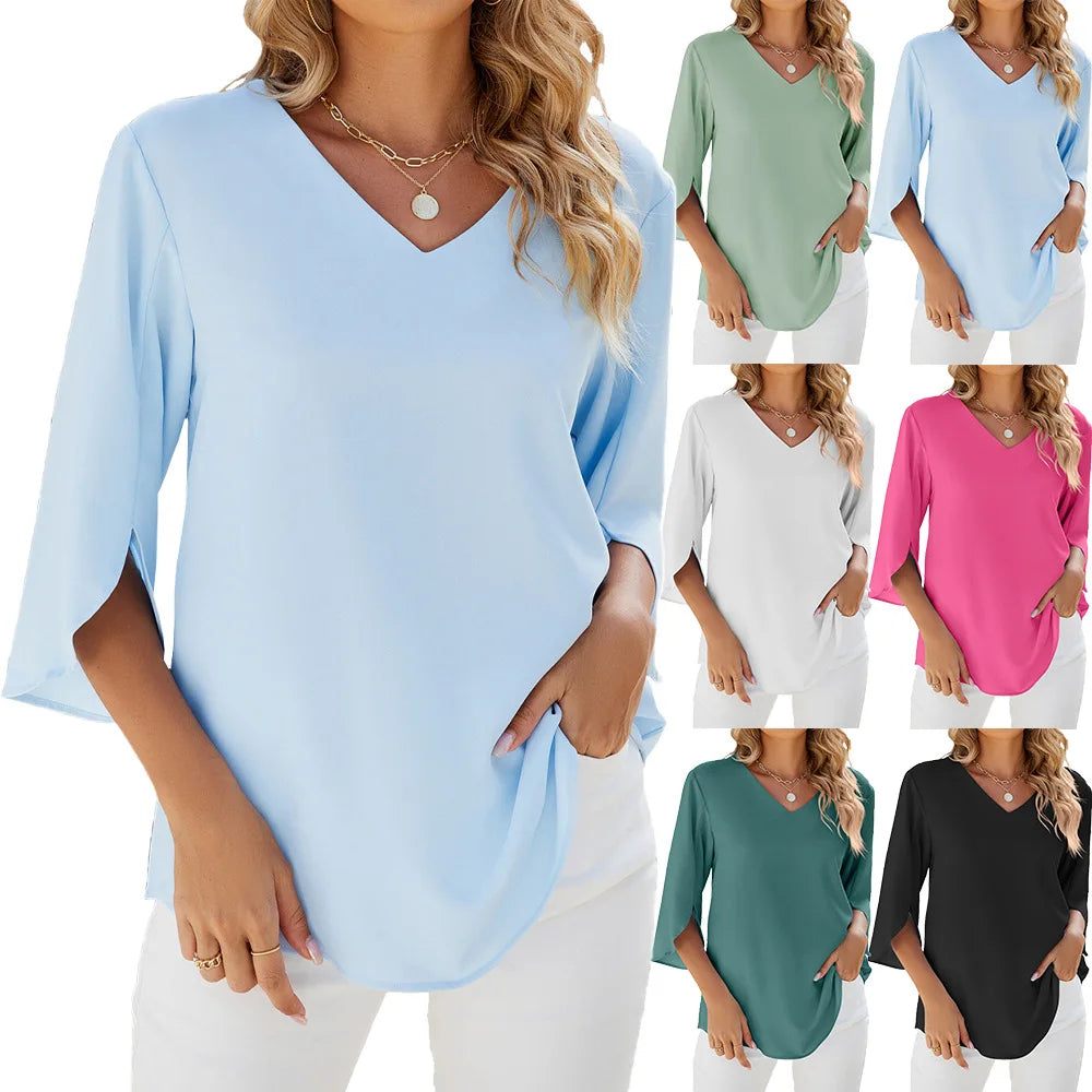 Elegant V-Neck Chiffon Blouse