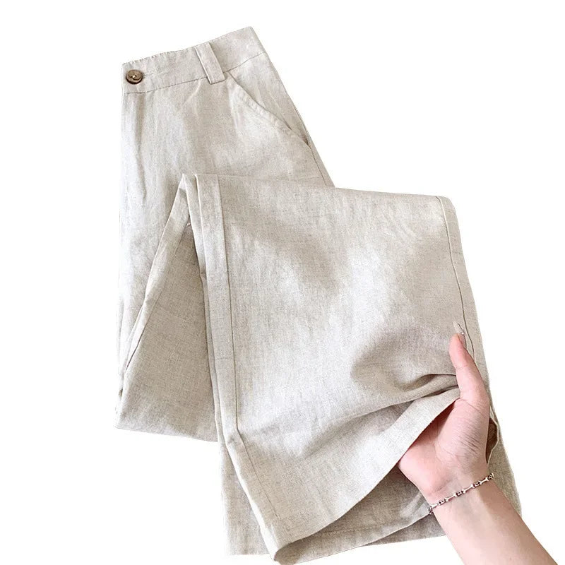 DriftEase High Waist Linen Pants
