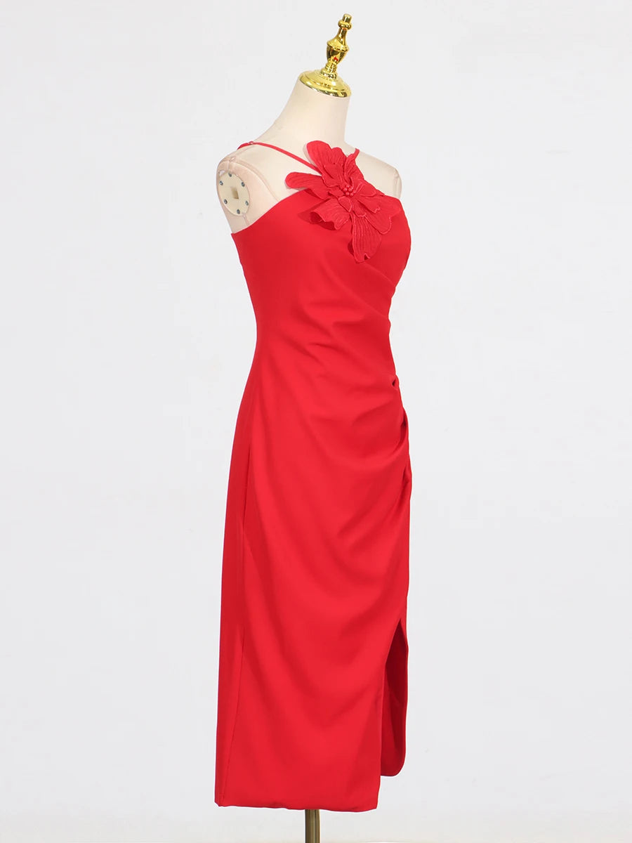 Petal Grace 3D Floral Midi Dress