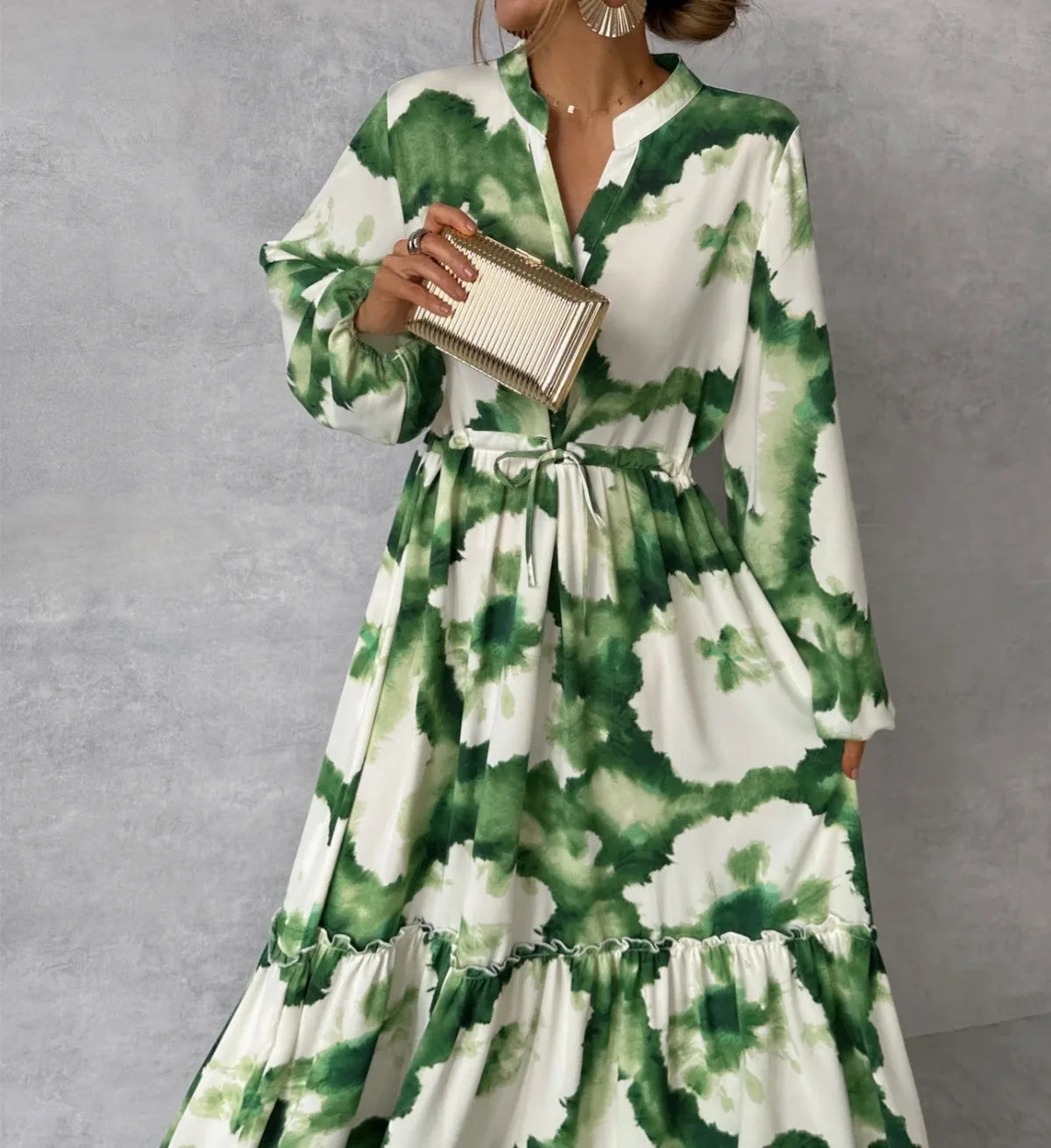 Floral Grace V-Neck A-Line Dress