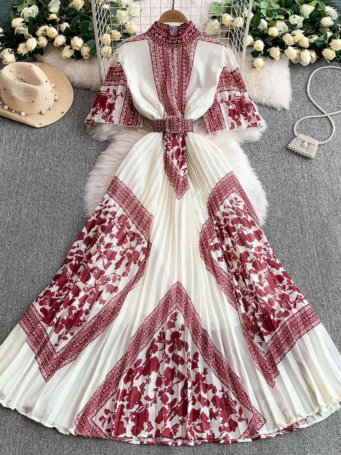 Retro Grace High Waist Midi Dress