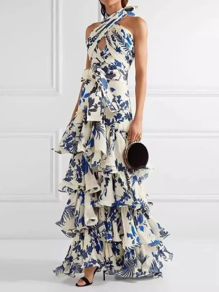 Floral Desire Ruffle Halter Dress