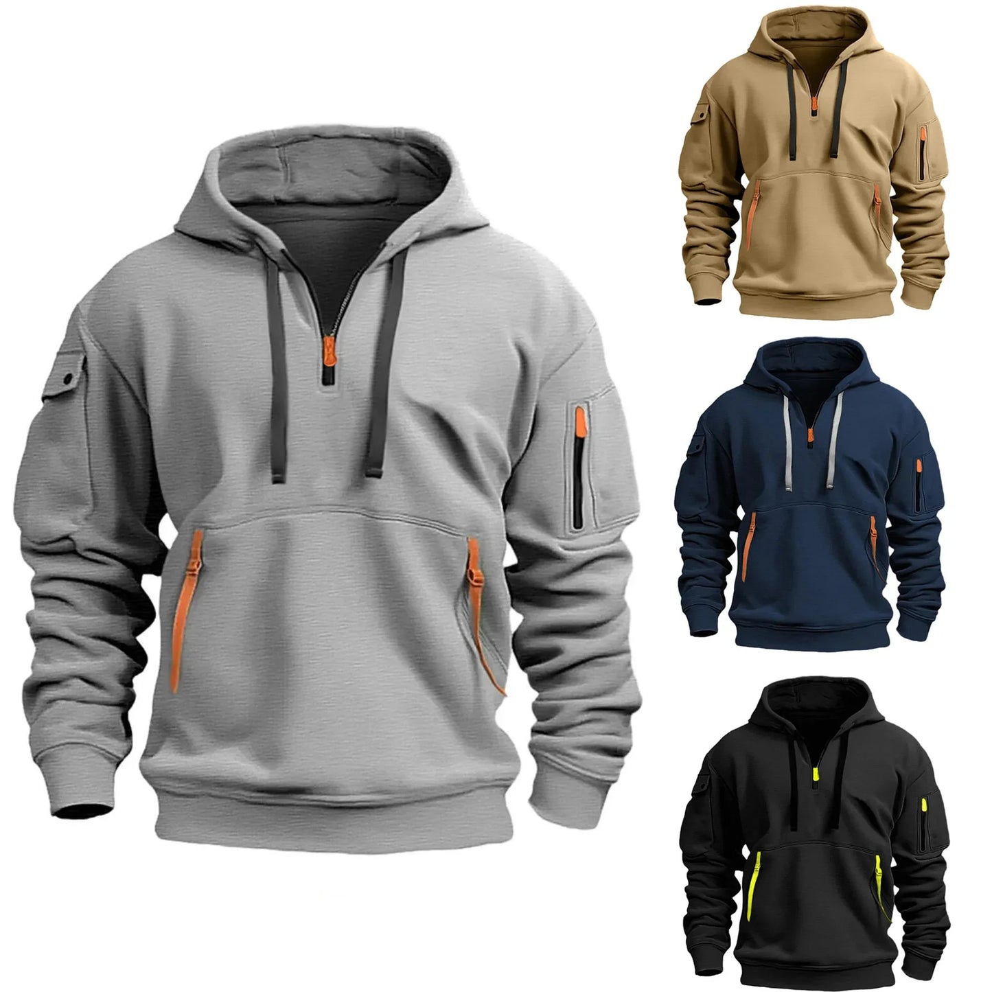 Casual Zipper Pullover Hoodie Top