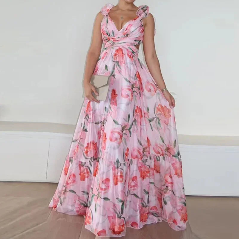 Elegant Waves Long Maxi Dress