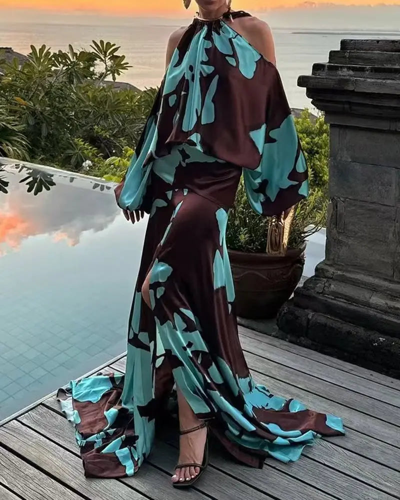Vintage Charm Off-Shoulder Slit Dress