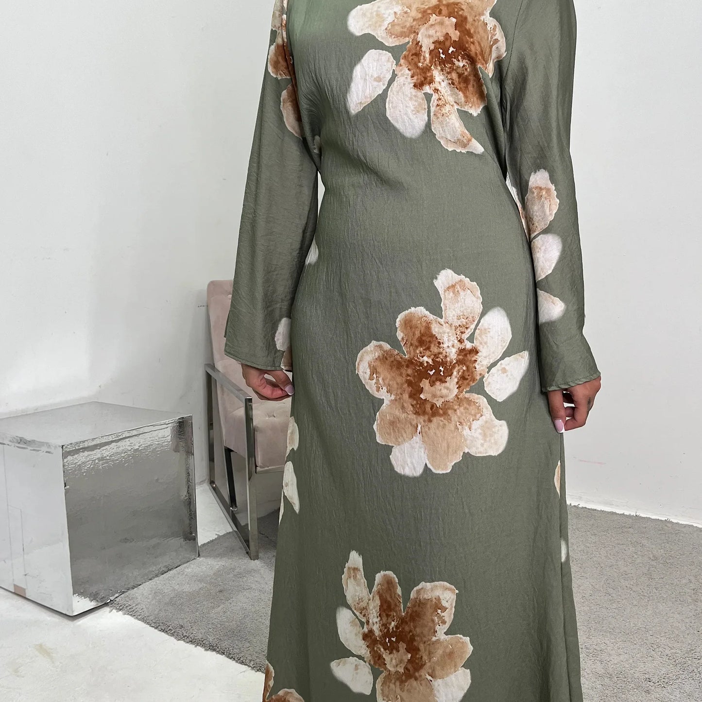Floral Grace Modest Kaftan Dress