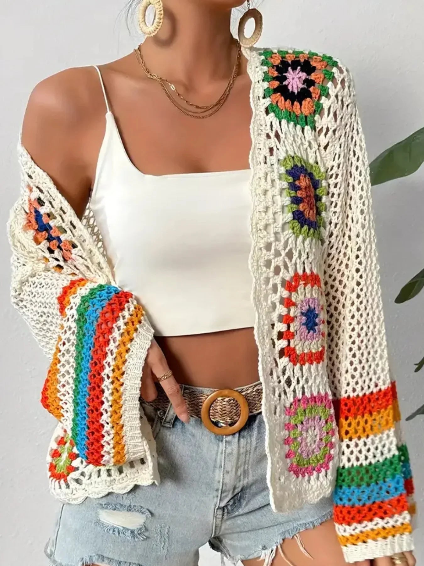 Boho Floral Knit Vacation Cardigan