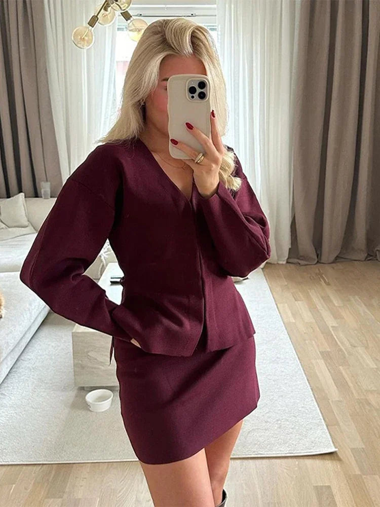 Knit Sweater Skirt Set