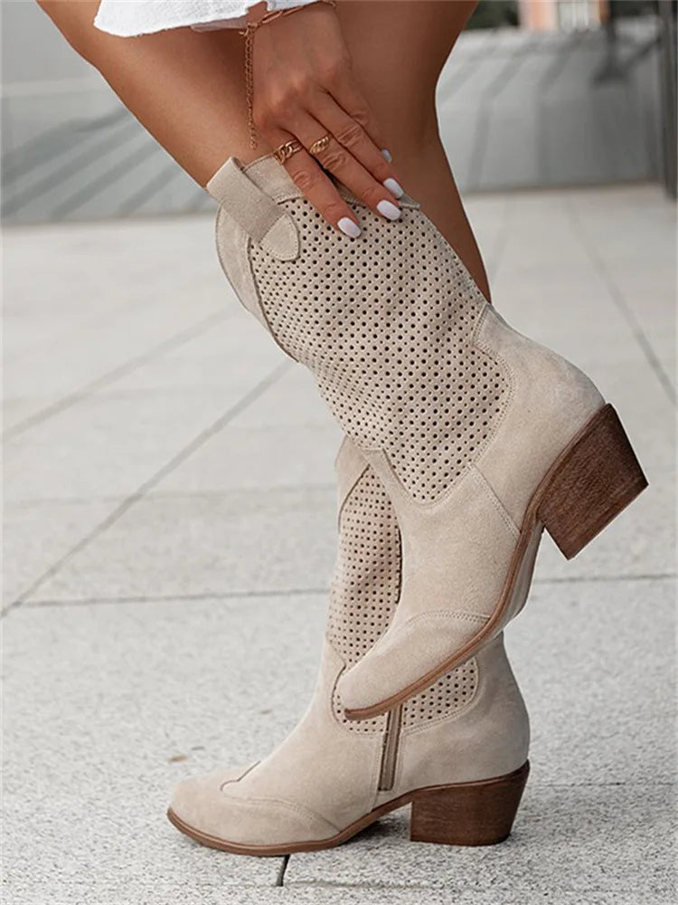 Floral Charm Thigh High Boots