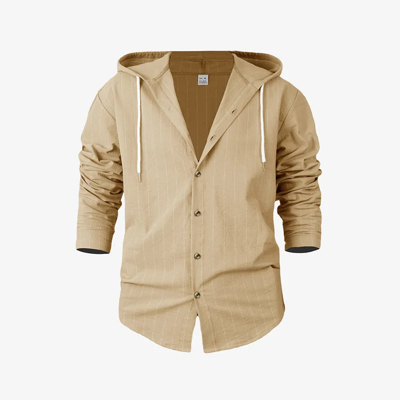 Striped Hooded Linen Shirt