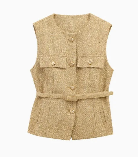 Glam Sequin Belted Vest