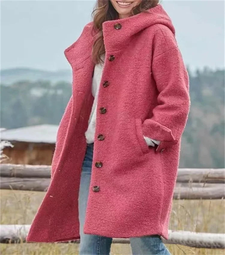 AmeriChic Hooded Woolen Coat Rich Allure
