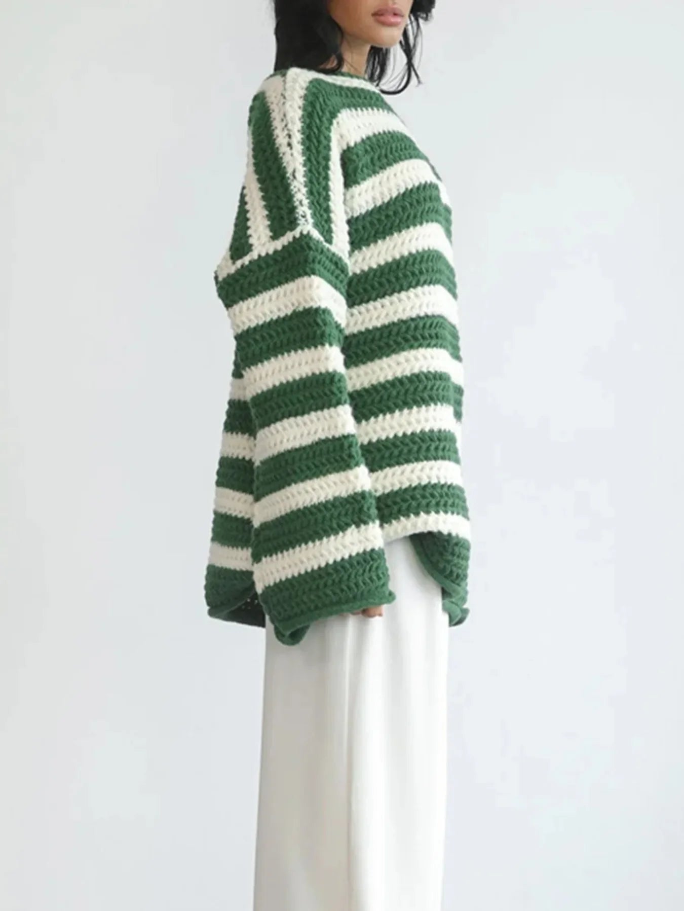 Autumn Stripes V-Neck Knit Pullover