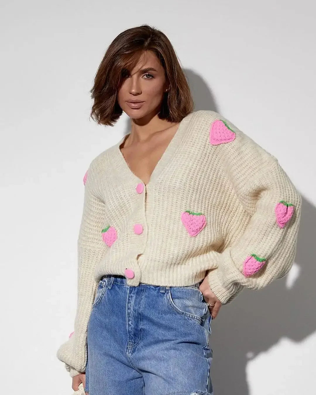 Strawberry Kiss V-Neck Cardigan
