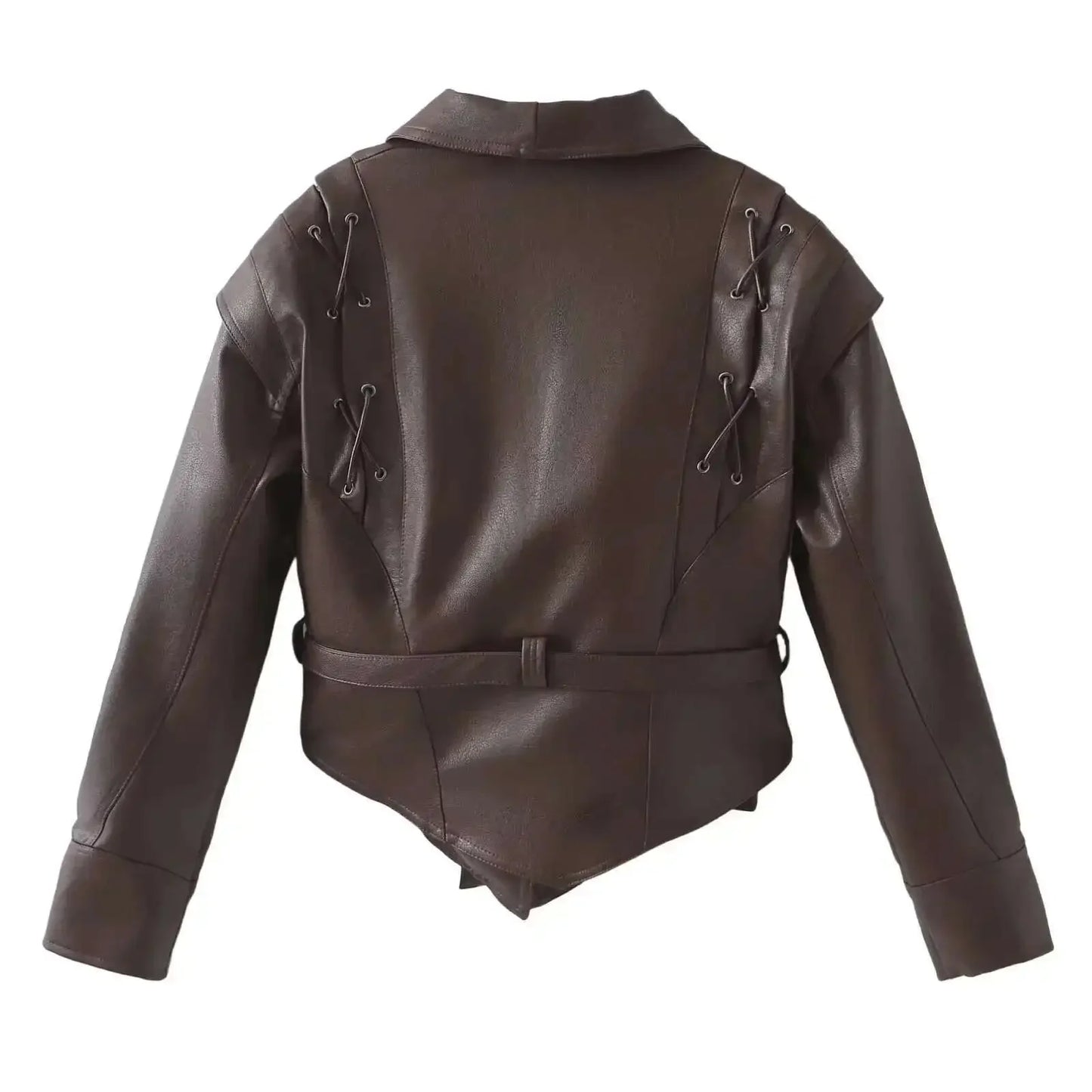 Lace-Up Faux Leather Jacket
