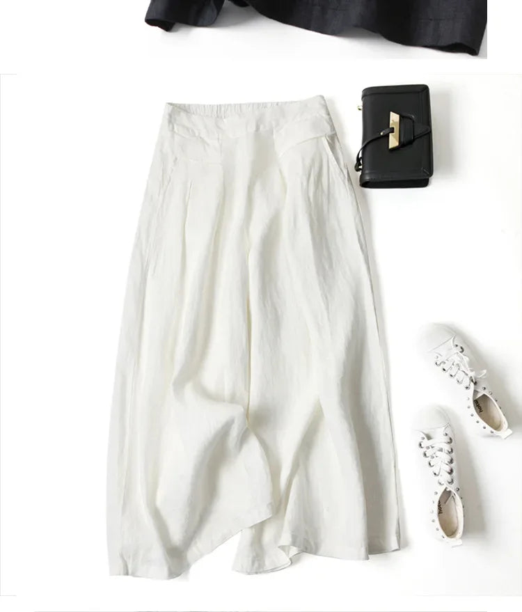 Art Ease Cotton Linen Wide Leg Pants