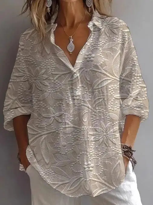 Bloom Verse Printed Lapel Top