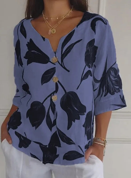 Meadow Breeze Cotton Linen Blouse