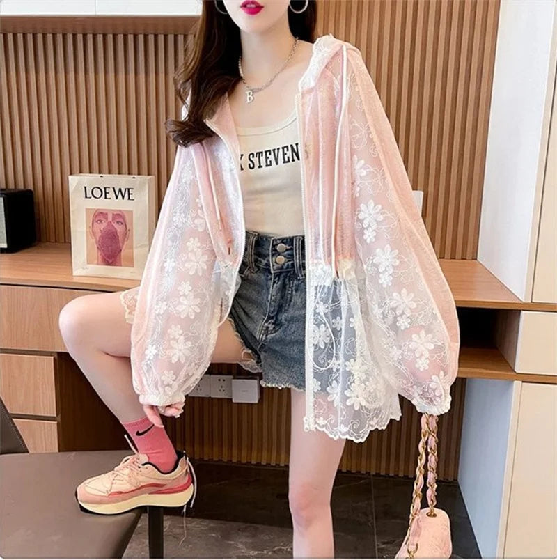 LaceBreeze Mesh Patch Hooded Jacket