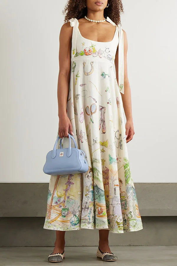 Floral Whisper Lace-Up Summer Dress
