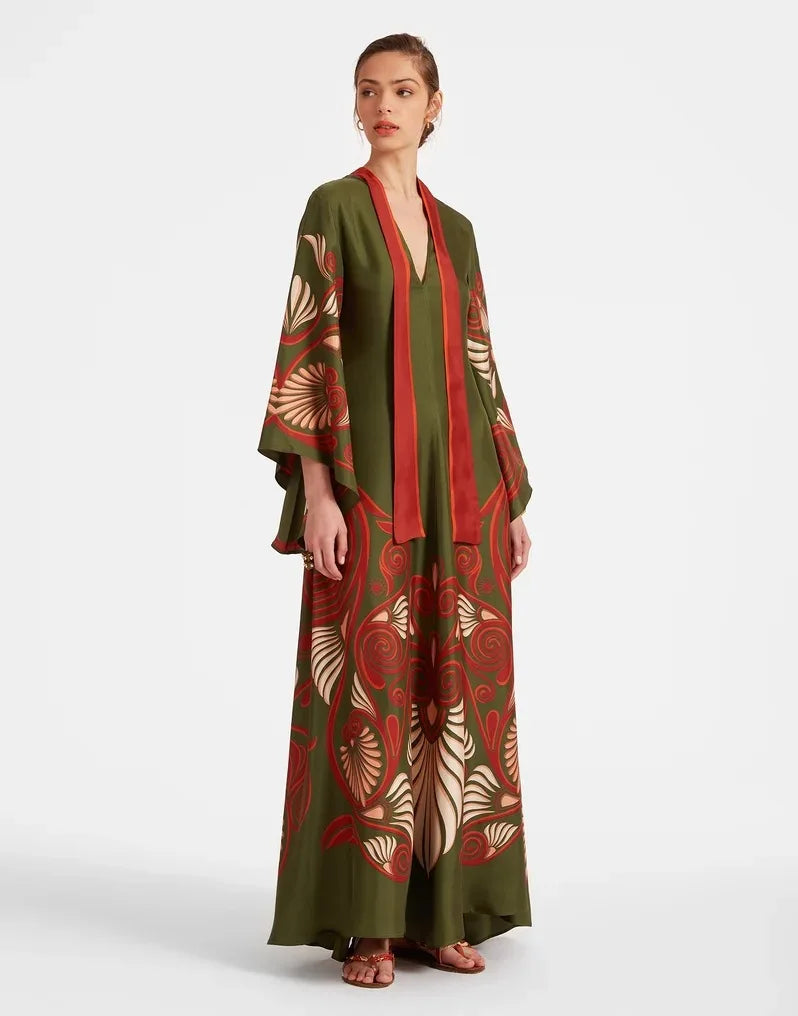 Vintage Muse Printed Maxi Dress