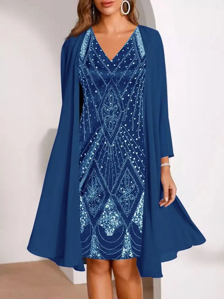 Vintage Elegance Chiffon Dress Set