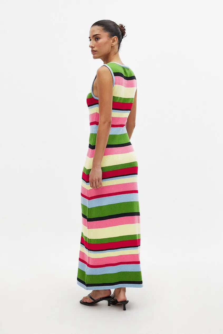 Viva Stripe High Waist Knit Dress Rich Allure