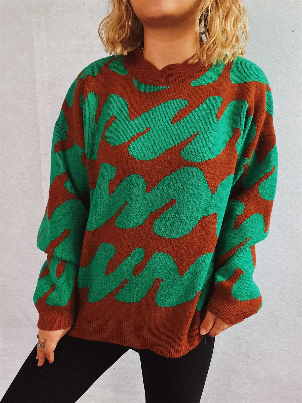 Stripe Craft Patchwork Knit Pullover