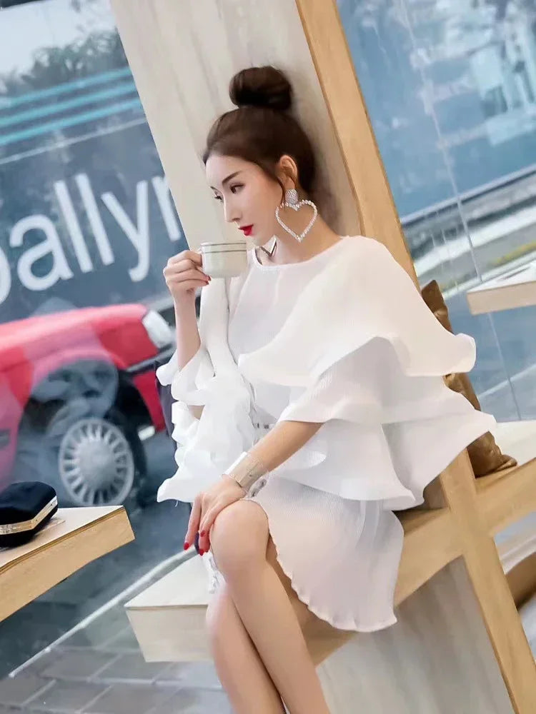 Flutter Grace Pleated Chiffon Blouse