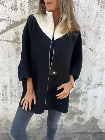 Stylish Patchwork Zipper Jacket Rich Allure