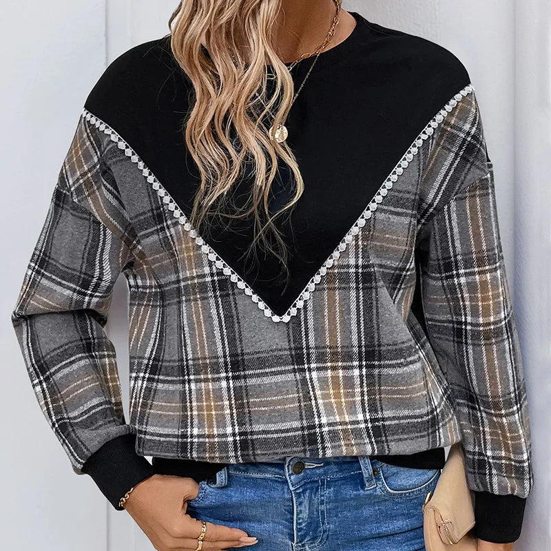 Vintage Plaid Patchwork Pullover