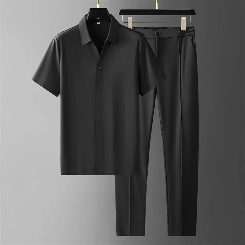 Ice Silk T-Shirt & Pants Set Rich Allure