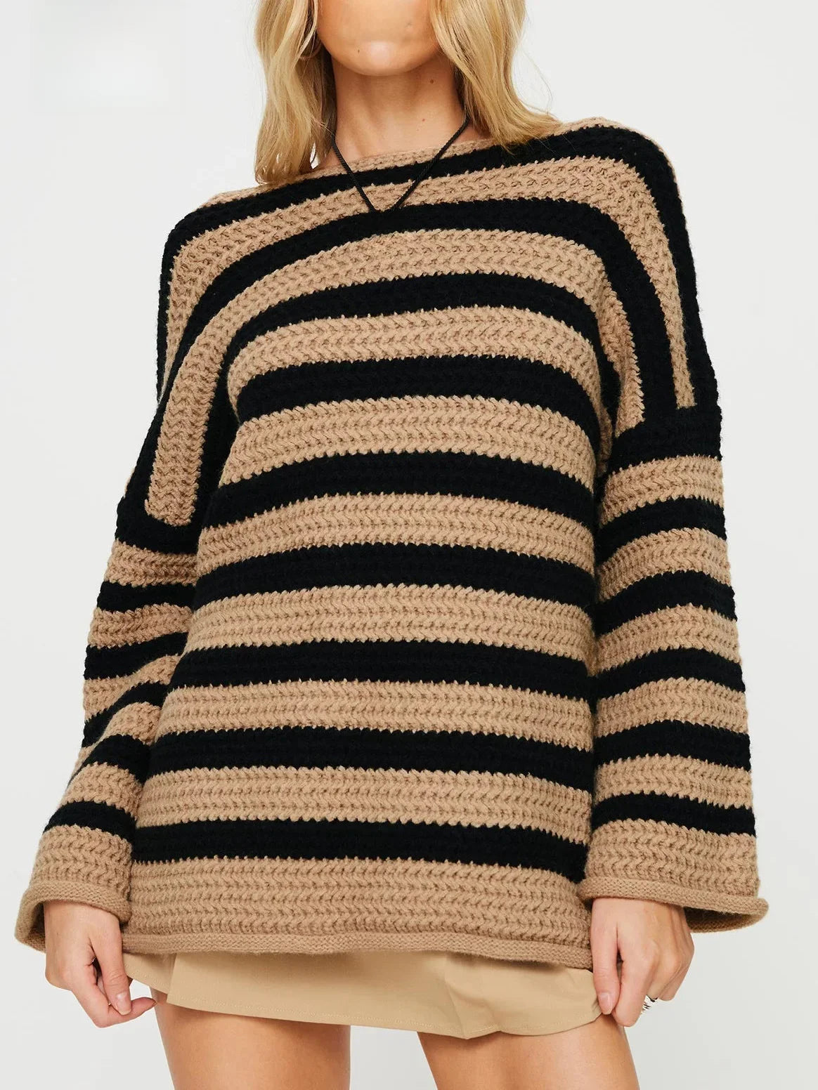 Autumn Stripes V-Neck Knit Pullover