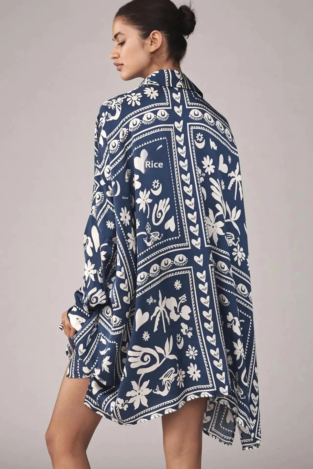 Chic Doodle Print Cardigan Dress