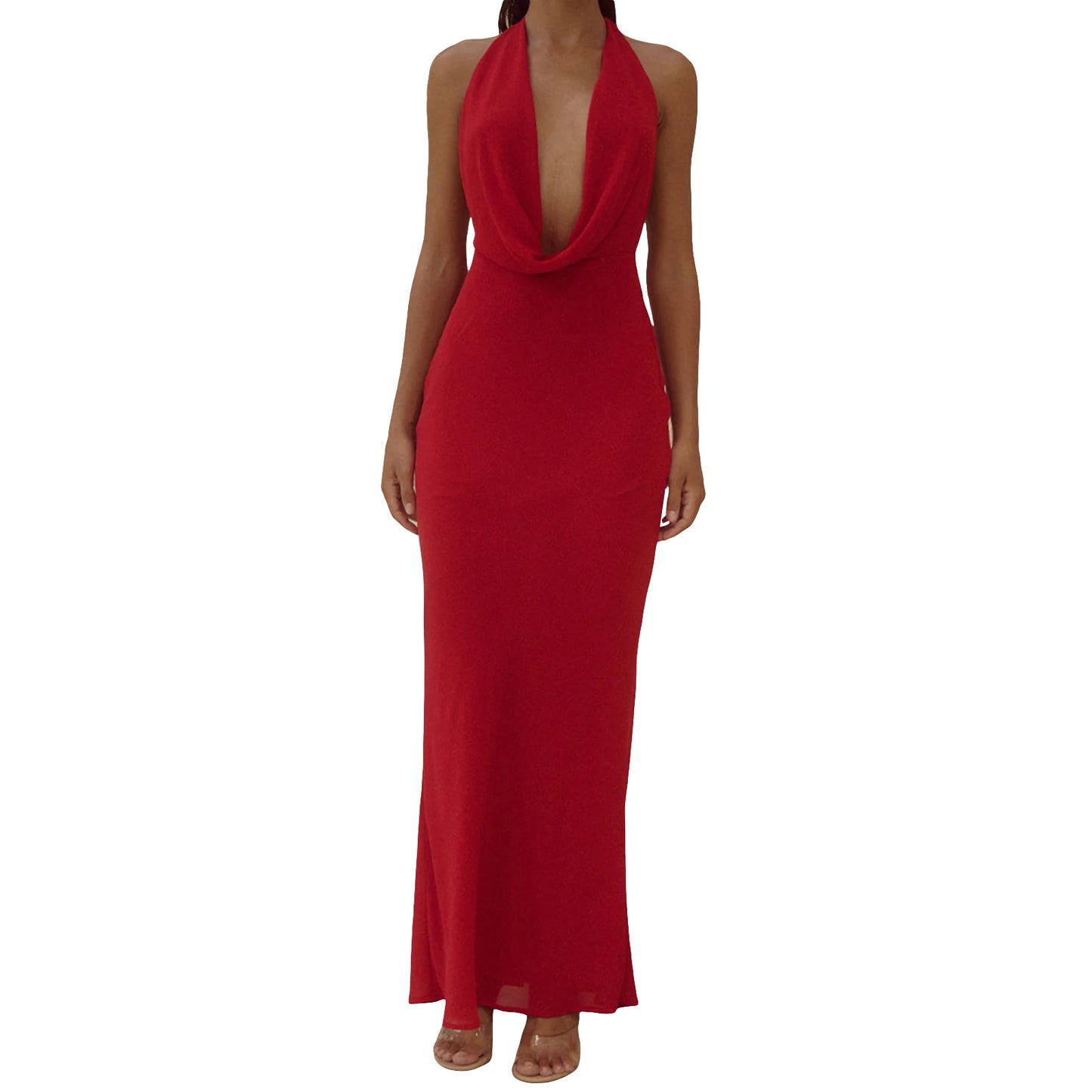 Sexy Sleeveless Silk Slim-Fit Gown