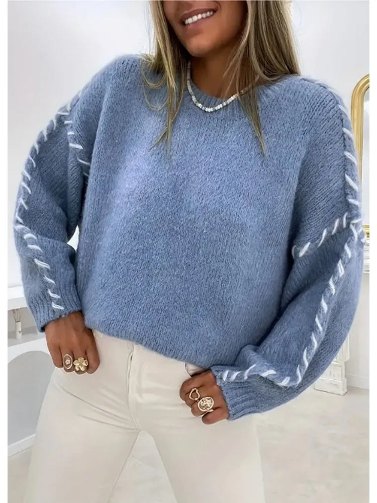 Vintage Elegance Casual Knit Sweater