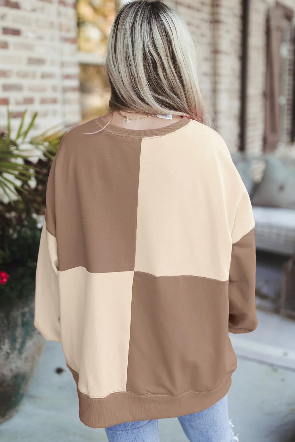 Trendy Contrast Buckle Sweatshirt