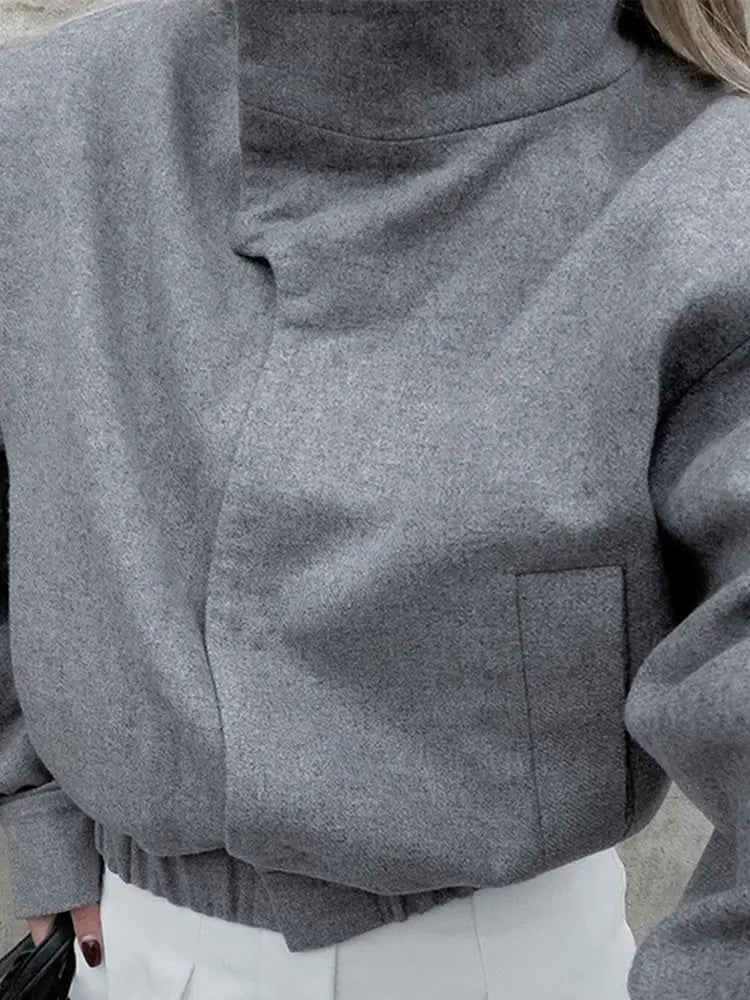 Elegant Gray Woolen Coat