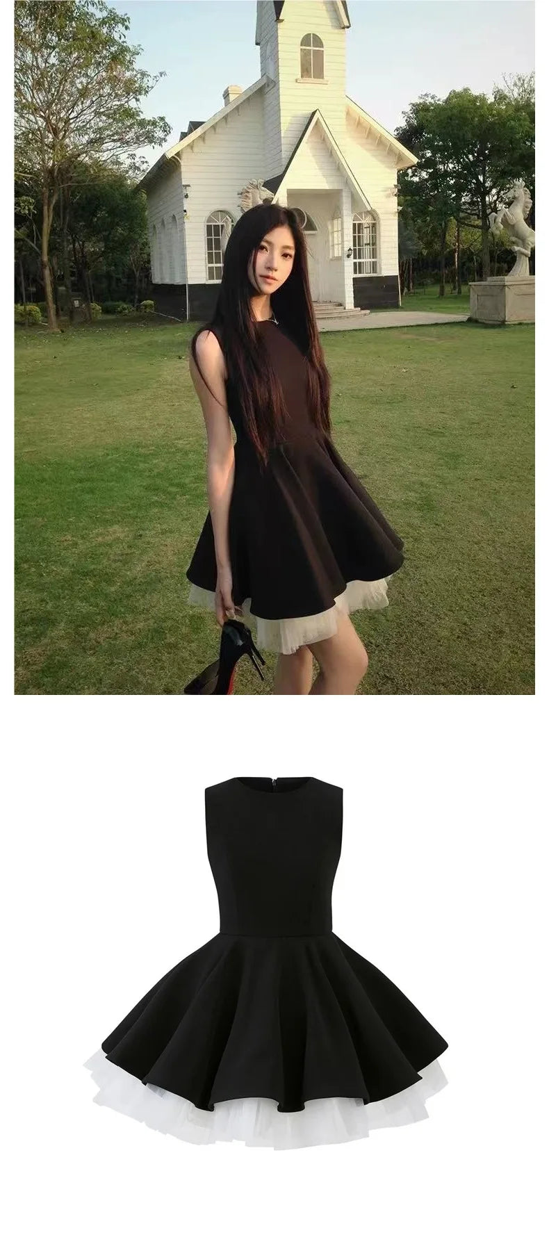 French Hepburn Vest Dress — Slim A-Line Mini Style