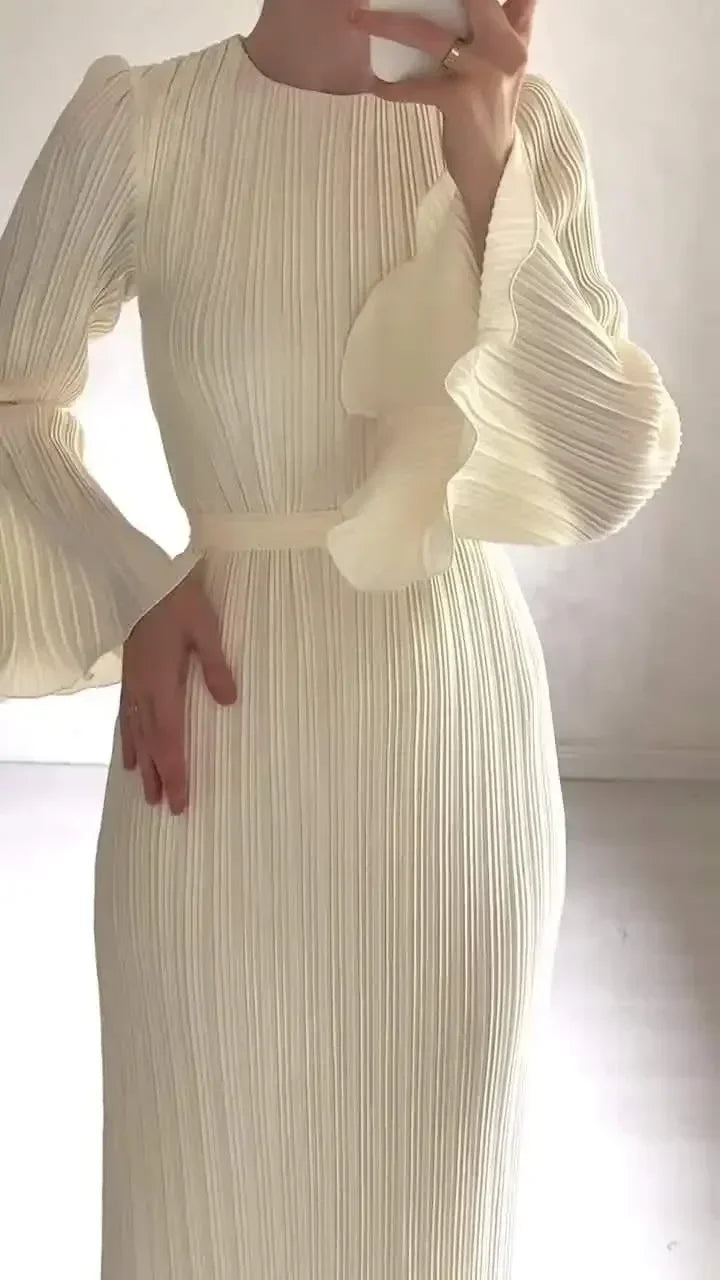Spring Grace Pleated Belted Dress