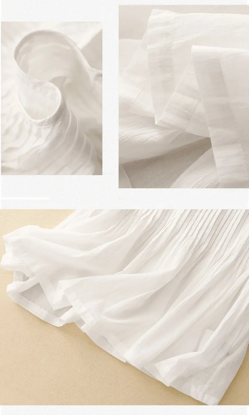 Pleated Cotton Linen Vest Top