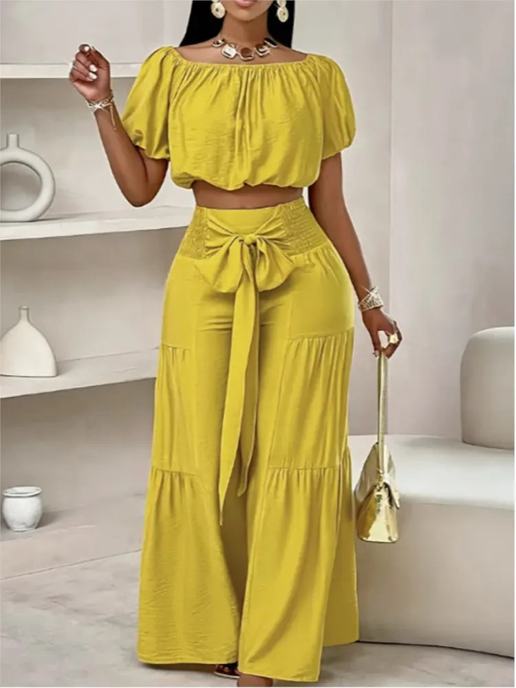 Luxe Curve One-Shoulder Pants Set Rich Allure