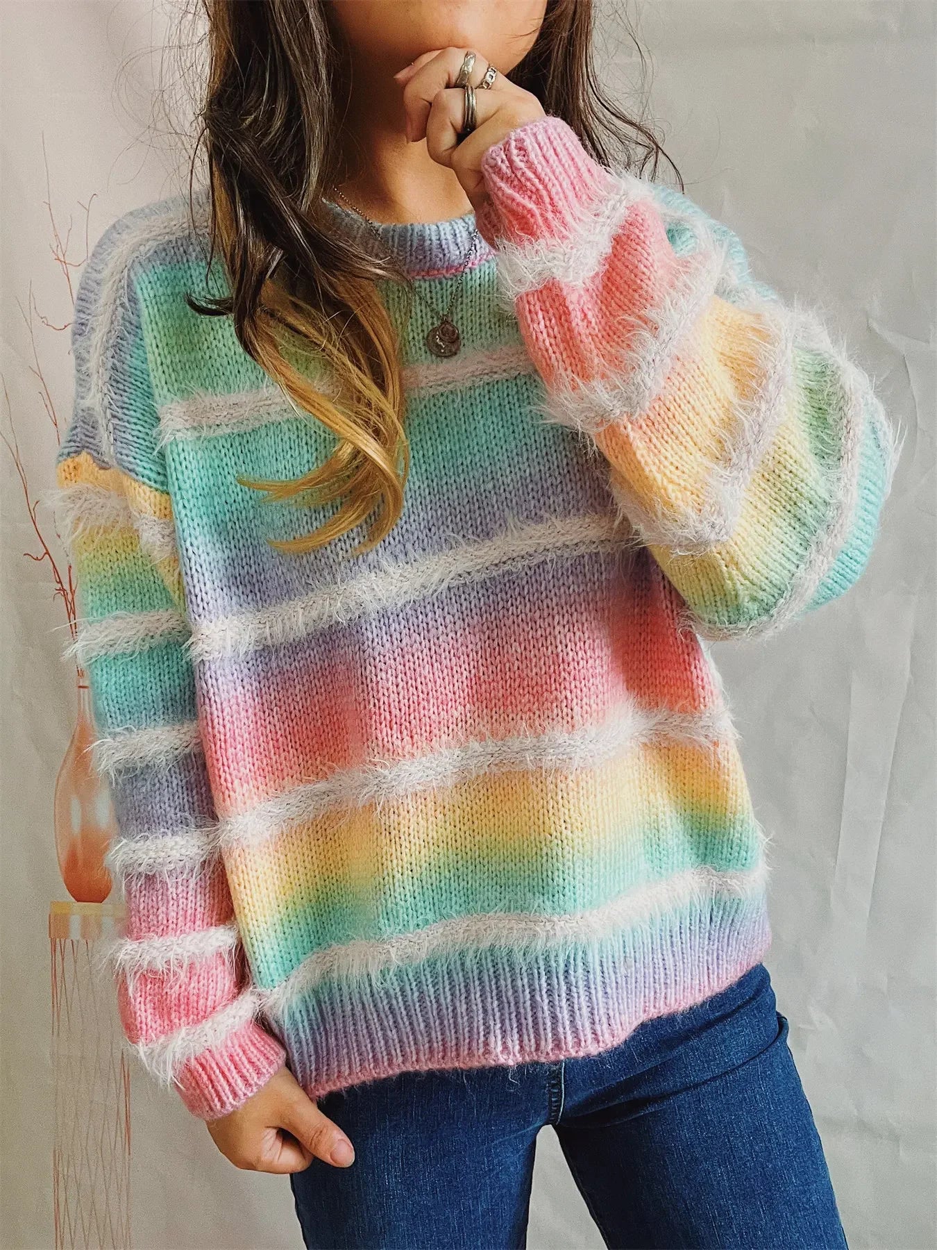Cozy Gradient Stripe Knit Sweater
