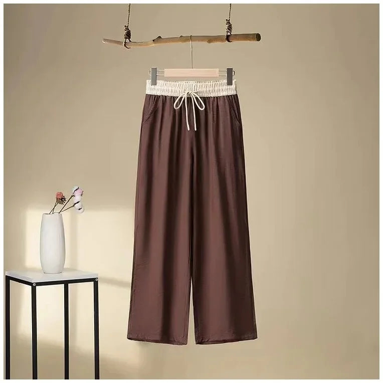 Color Block Retro Wide Leg Pants