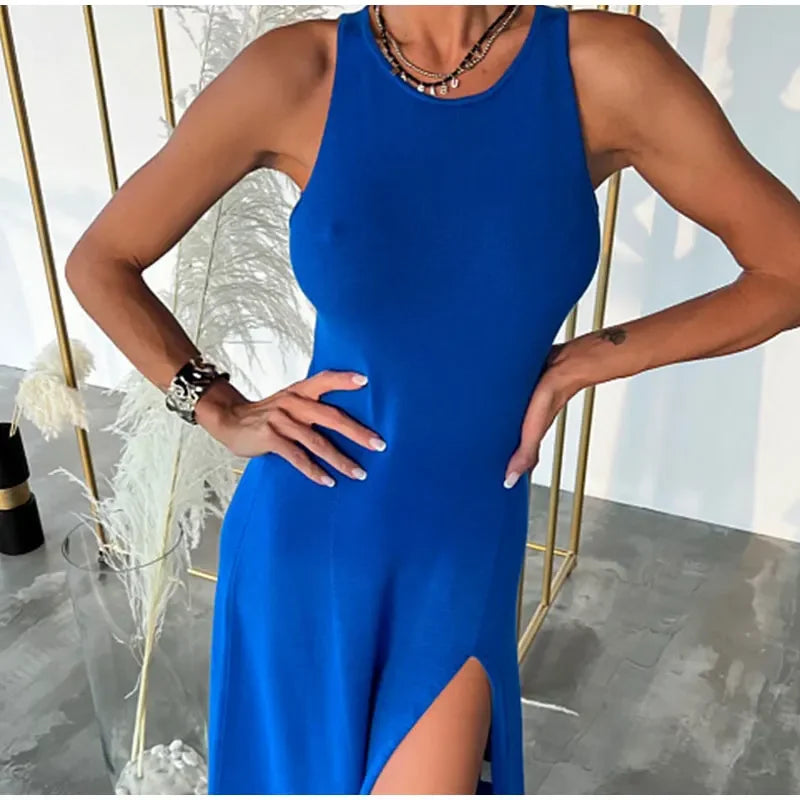 SculptKnit Sleeveless Split Midi Dress